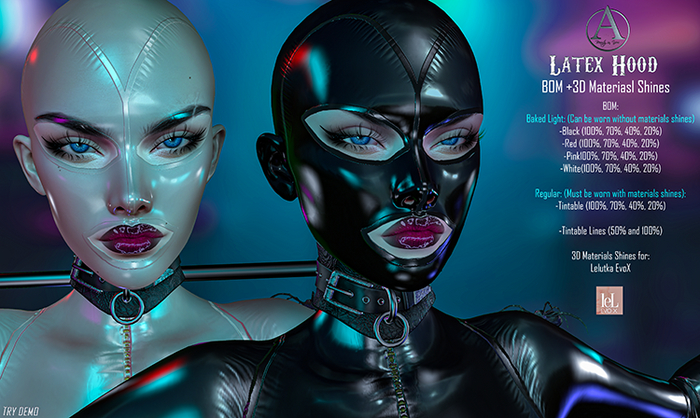 +ARANA+ Latex Hood BOM+3D Materials Shines - Lelutka EvoX Baked