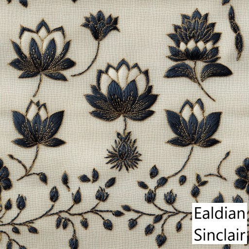 Embroidered Lotus Flowers Seamless Texture