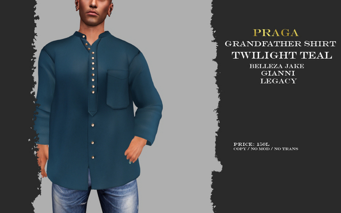 Praga Grandfather shirt - Twilight Teal