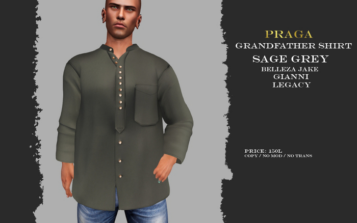 Praga Grandfather shirt - Sage Grey