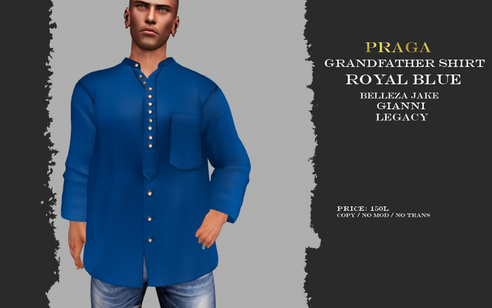 Praga Grandfather shirt - Royal Blue