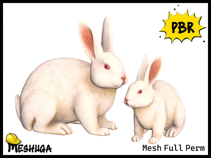 Meshuga PBR Easter White Rabbit FULL PERM MESH