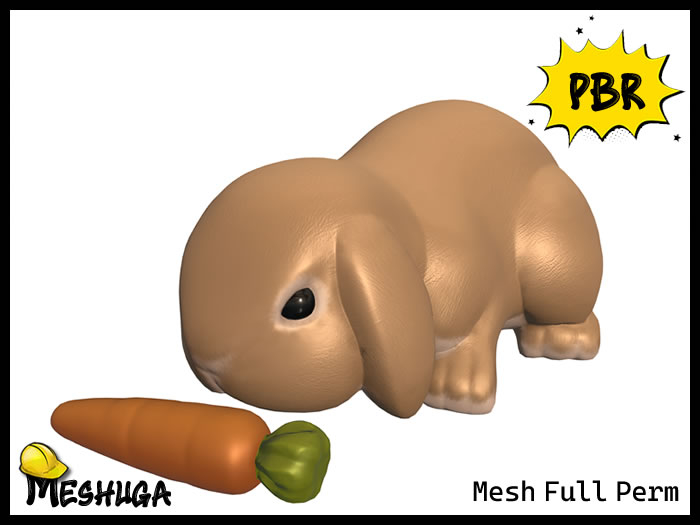 Meshuga PBR Kawaii Easter Bunny & Carrot FULL PERM MESH