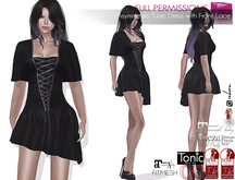 Full Perm Square Neck Short Sleeve Asymmetrical Mini Front Lace Up Dress Maitreya 5.3 LaraX Slink Ebody Reborn Legacy