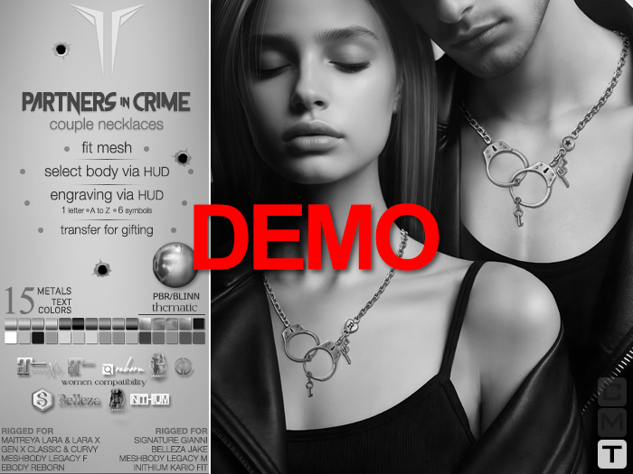 **RE** Partners in Crime Couple Necklaces - DEMO