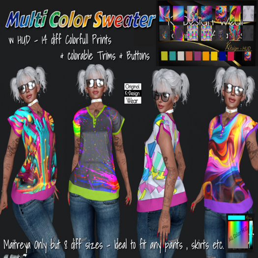 MULTI COLOR Sweater w HUD (14 text) - ADD