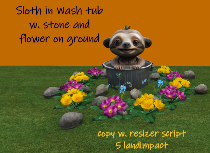 C.M.D. - Sloth in a tub garden decor 2-25 NEW VB