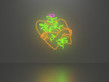 Silhouette of a woman with flowers neon sign Full Permission