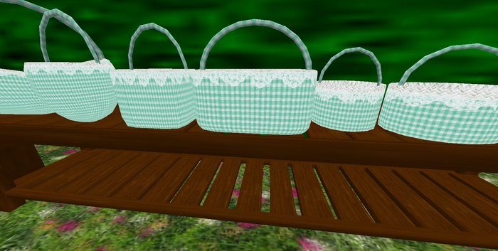 ALMOST FREE! ROMANTIC SHABBY CHIC WHIMSY WHITE BASKET WITH AQUA GINGHAM & LACE MOD/TRAN