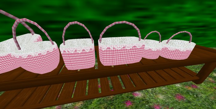 ALMOST FREE! ROMANTIC SHABBY CHIC WHIMSY WHITE BASKET WITH PINK GINGHAM & LACE MOD/TRANS