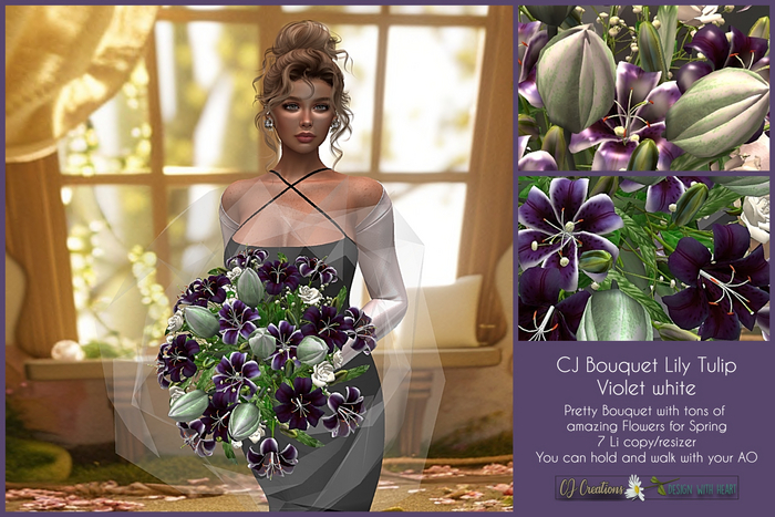 CJ Bouquet Lily Tulip Violet white