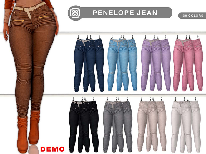 Addams - Penelope - Jeans with Diamond Belt #DEMO
