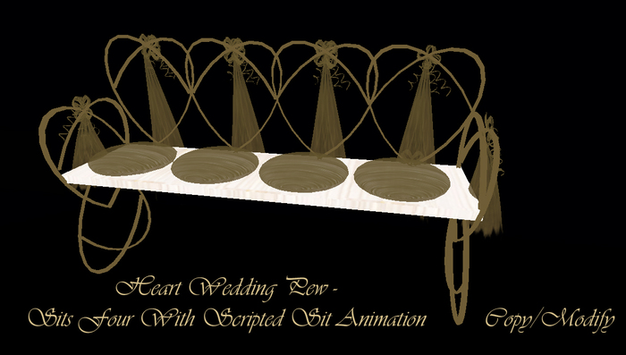 Heart Wedding Pew Bronze *CHB*