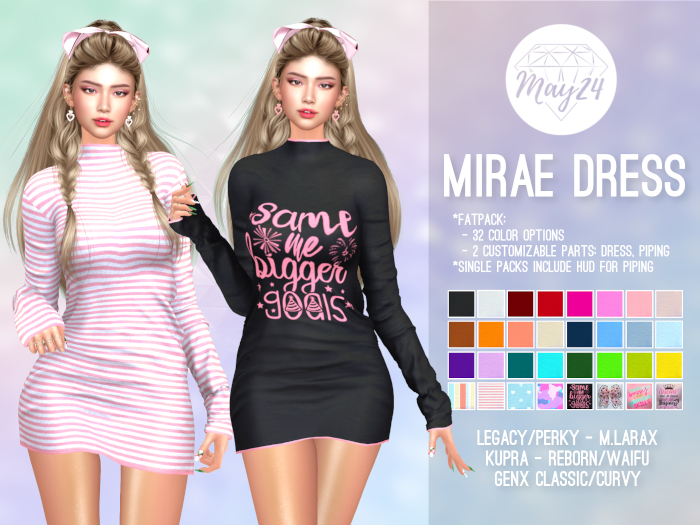 May24 - Mirae Dress - M.LaraX, Legacy/Perky, Kupra, Reborn/Waifu, GenX Classic/Curvy