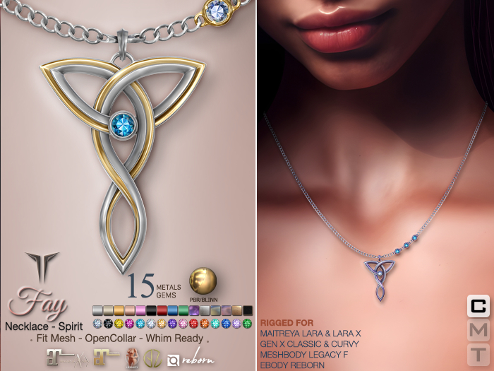 **RE** Fay Necklace - Spirit - Fit Mesh - PBR - RLV - Maitreya Lara X, GenX, Meshbody, eBODY 