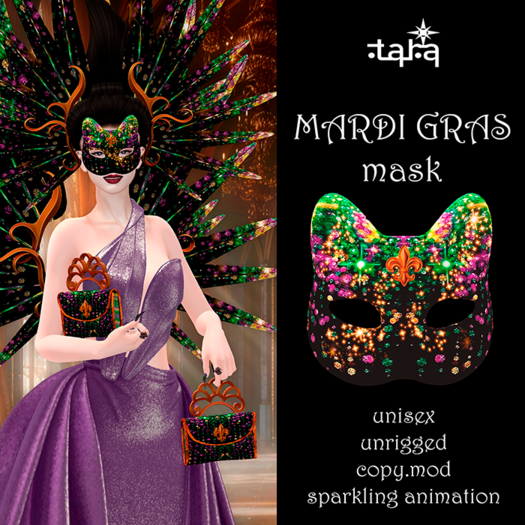 TARA Mardi Gras Cat Mask