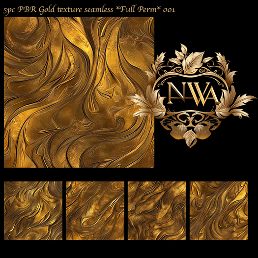 5pc PBR Gold texture seamless *Full Perm* 001