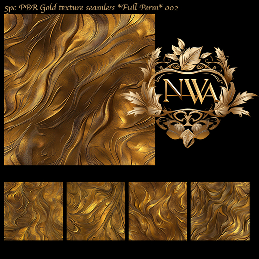 5pc PBR Gold texture seamless *Full Perm* 002