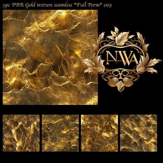 5pc PBR Gold texture seamless *Full Perm* 003