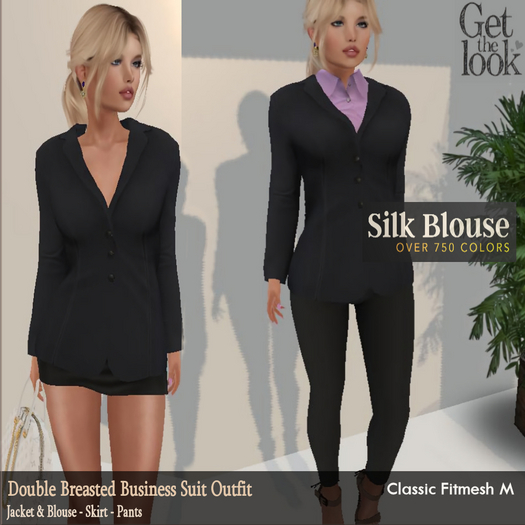 Women's Double-Breasted Business Jacket and Blouse-Pants-Skirt Complete Outfit Suit- Classic Fitmesh M <LIMITED OFFER>