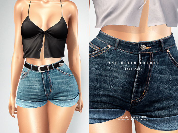 ISON - kye denim shorts - teal