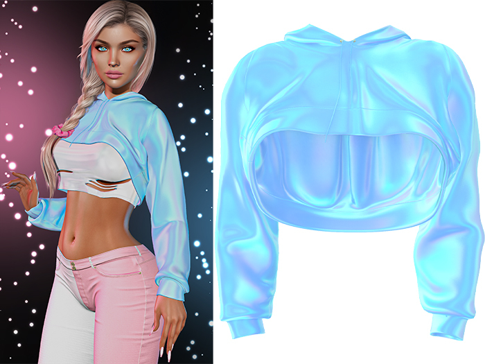Anya Cropped Hoodie 2.0 [Holo Baby] - Maitreya Lara + LaraX • Petite + PetiteX • Legacy • Reborn Tops