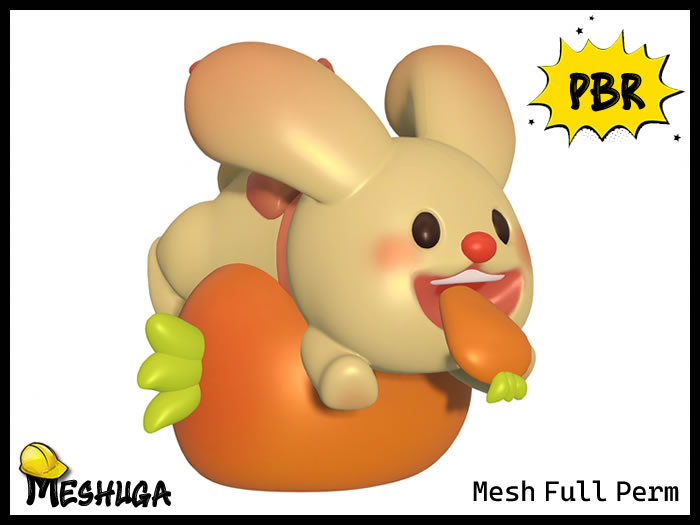 Meshuga PBR Happy Easter Bunny Eating Carrot FULL PERM MESH 