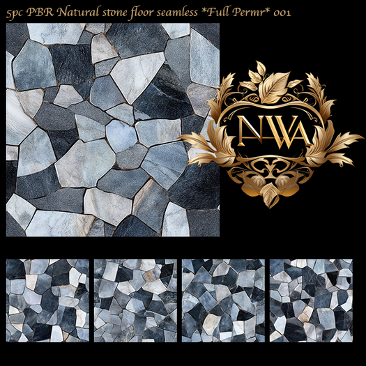 5pc PBR Natural stone floor seamless *Full Perm* 001