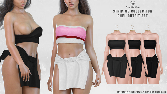 *Vanilla Bae* Chel Top & Skirt Black 3 Pack (Add Me)