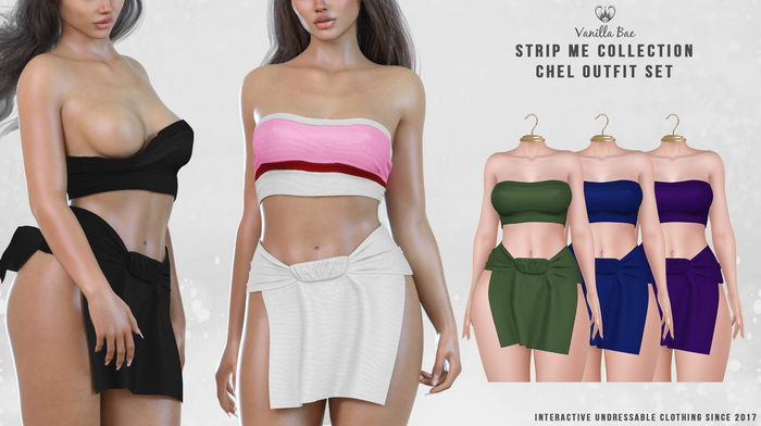 *Vanilla Bae* Chel Outfit - Dark 3 Pack - Strip Me Interactive - Maitreya / LaraX / Legacy / Ebody Reborn / Waifu