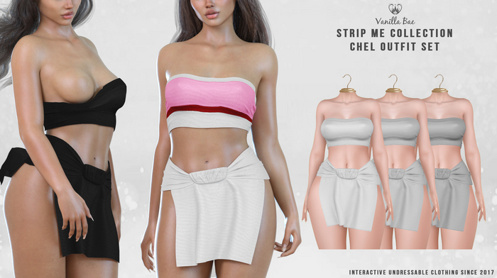 *Vanilla Bae* Chel Outfit - Gray 3 Pack - Strip Me Interactive - Maitreya / LaraX / Legacy / Ebody Reborn / Waifu