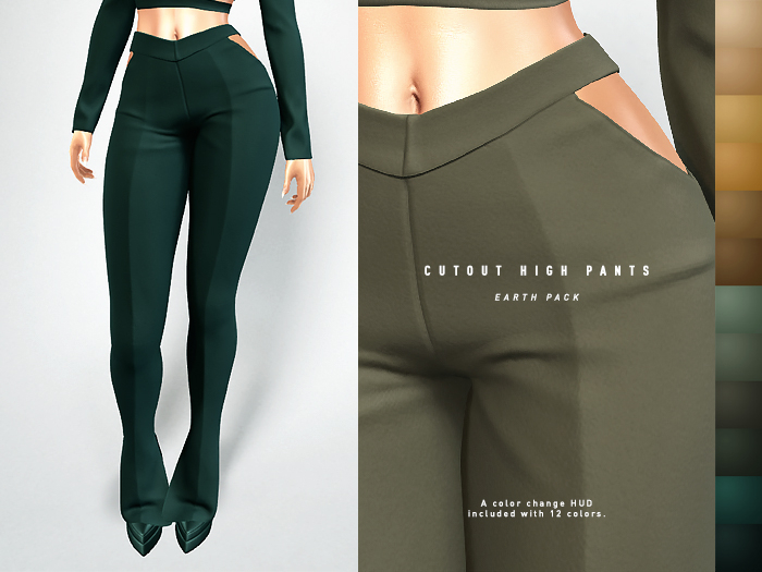 ISON - cutout high pants - earth