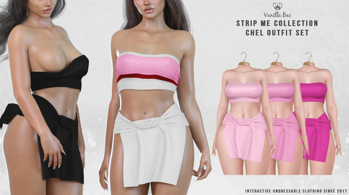 *Vanilla Bae* Chel Outfit - Pink 3 Pack - Strip Me Interactive - Maitreya / LaraX / Legacy / Ebody Reborn / Waifu