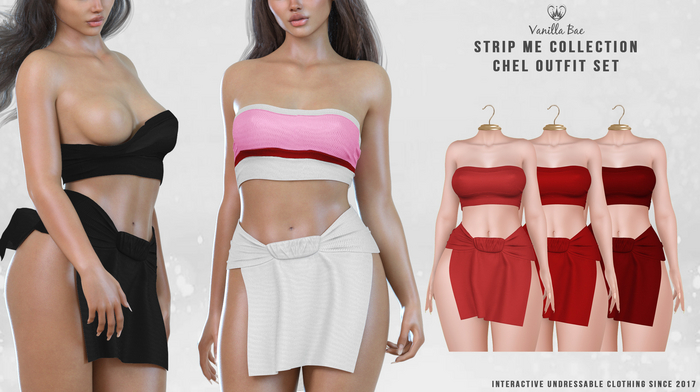 *Vanilla Bae* Chel Outfit - Red 3 Pack - Strip Me Interactive - Maitreya / LaraX / Legacy / Ebody Reborn / Waifu
