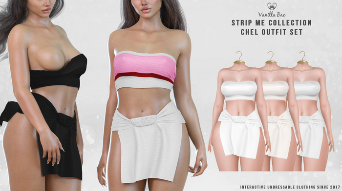 *Vanilla Bae* Chel Outfit - White 3 Pack - Strip Me Interactive - Maitreya / LaraX / Legacy / Ebody Reborn / Waifu