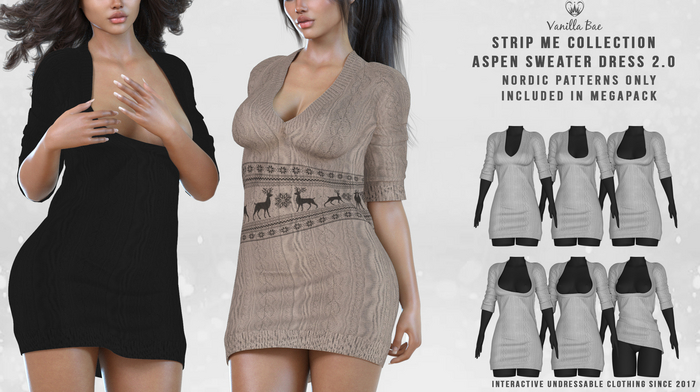 *Vanilla Bae* Aspen Dress 2.0 - Fat Pack - Strip Me - Maitreya / LaraX / Legacy / Ebody Reborn / Waifu