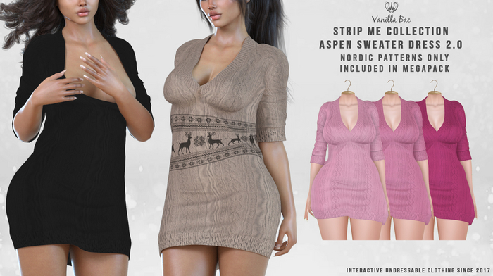 *Vanilla Bae* Aspen Dress 2.0 - Pink 3 Pack - Strip Me - Maitreya / LaraX / Legacy / Ebody Reborn / Waifu