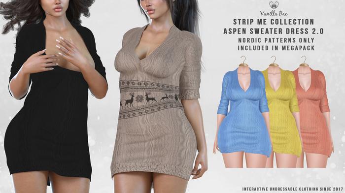 *Vanilla Bae* Aspen Dress 2.0 - Light 3 Pack - Strip Me - Maitreya / LaraX / Legacy / Ebody Reborn / Waifu