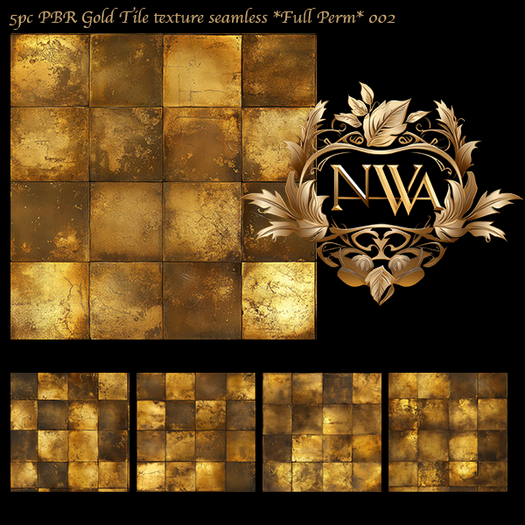 5pc PBR Gold tile texture seamless *Full Perm* 002