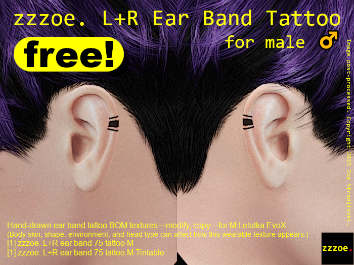 zzzoe. L+R Ear Band BOM Tattoo for Male EvoX