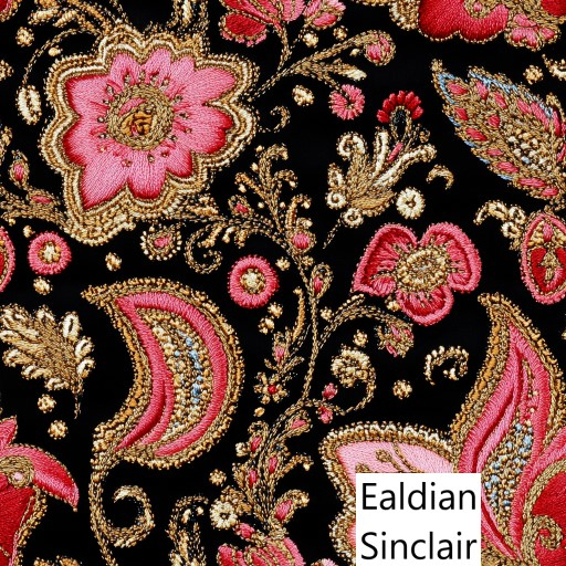 Embroidered Paisley Fabric Seamless Texture
