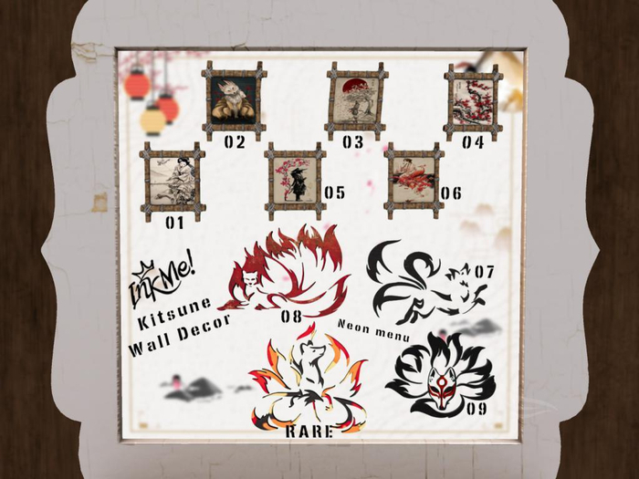10 ::INKME:: KITSUNE WALL DECOR RARE