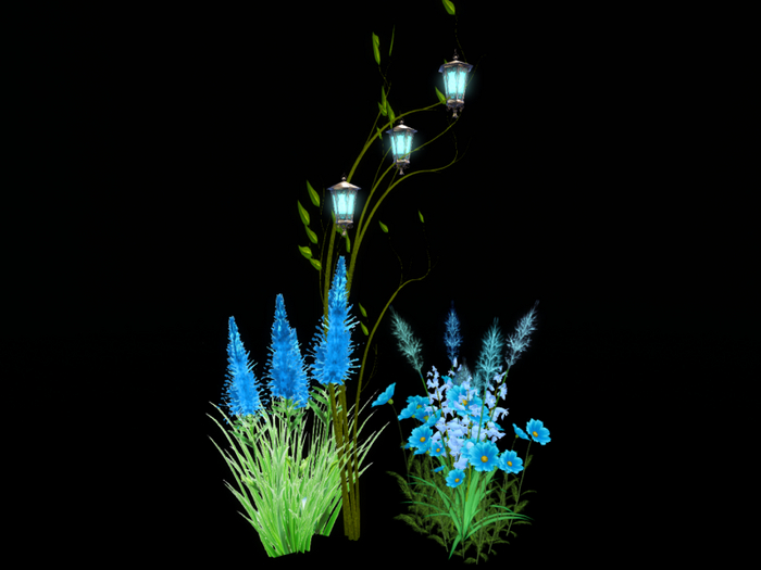 MC Garden Floral Lantern Patches Blue