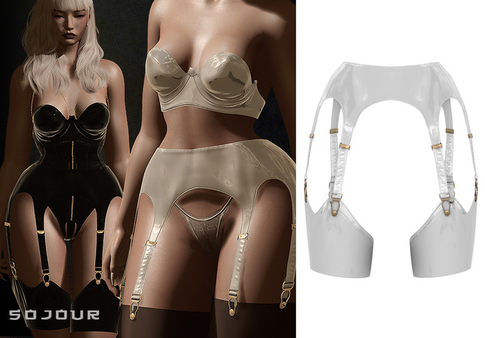 SOJOUR - Esther garter belt - PBR latex - white
