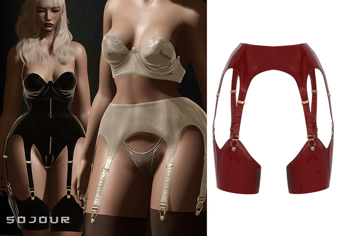 SOJOUR - Esther garter belt - PBR latex - red