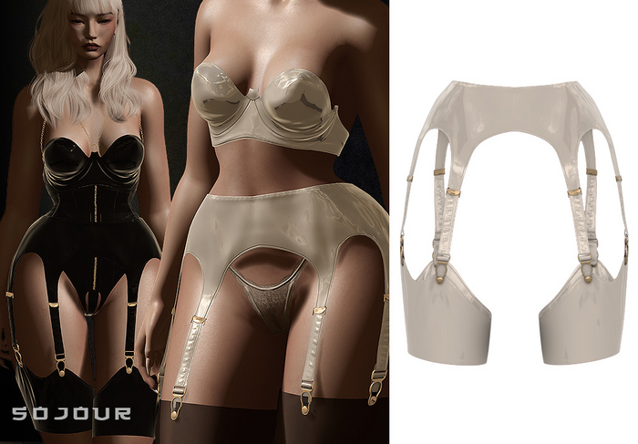 SOJOUR - Esther garter belt - PBR latex - ivory