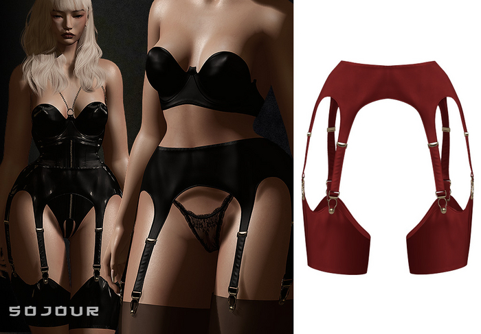 SOJOUR - Esther garter belt - scarlet
