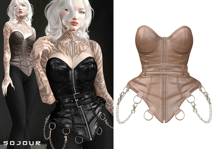 SOJOUR - chained corset - camel