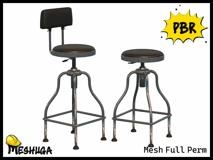 Meshuga PBR Industrial Barstools FULL PERM MESH