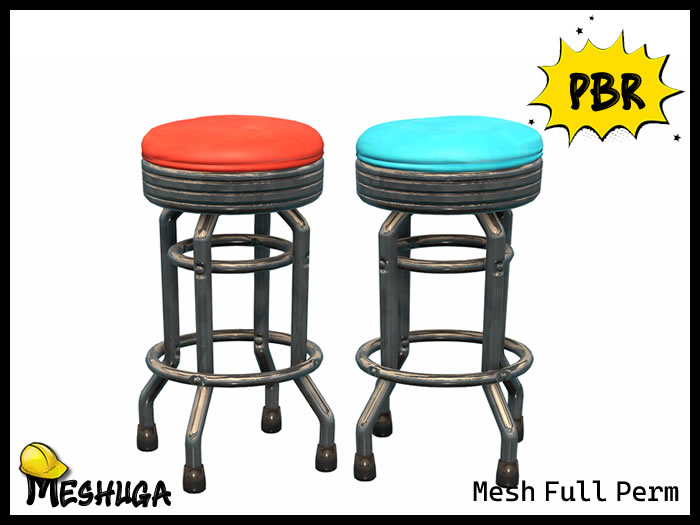 Meshuga PBR Retro Diner Barstool FULL PERM MESH